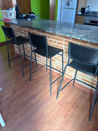 Set de 3 Taburetes Altos Negros
