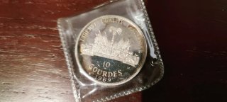Moneda 10 Gourdes Haití 1969 de Plata