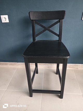 Silla de Madera Maciza Negra