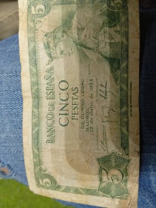 Billete de 5 Pesetas de 1954