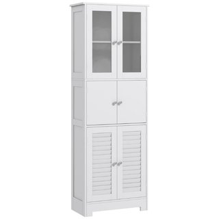 Columna de baño y vitrina, MDF, vidrio, 3 armarios