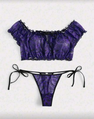Conjunto sexy Halloween Morado