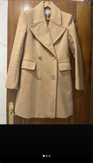 Abrigo de paño Stradivarius beige