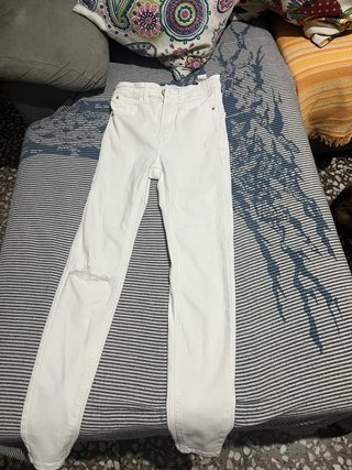 Pantalones Vaqueros Blancos Rotos