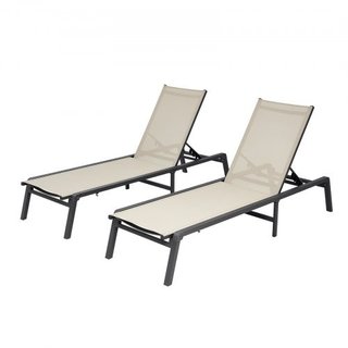 Conjunto de 2 sillas de lounge al aire libre, capa