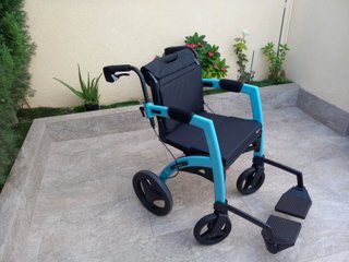 Silla de Ruedas y Andador 2 en 1 Plegable Aluminio