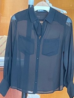 Blusa de gasa negra manga larga