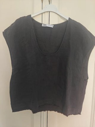 Blusa de lino negra Zara