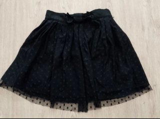 Falda Negra con Estampado de Lunares