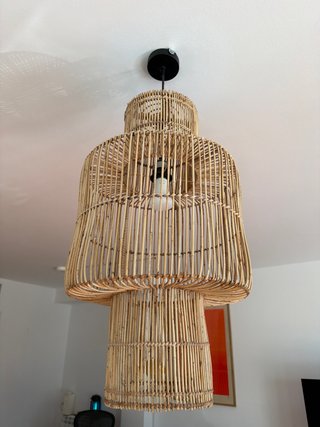 Lámpara de techo colgante de ratán