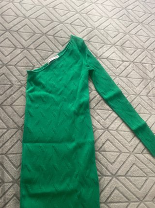 Vestido Ajustado Una Manga Bershka Verde M