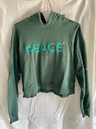 Sudadera con capucha verde PEACE