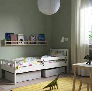 Estructura cama, somier y barandilla, blanco