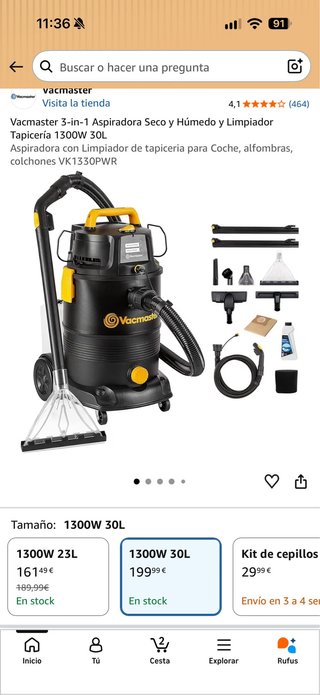 Aspiradora Vacmaster 3 en 1 Seco y Húmedo 30L