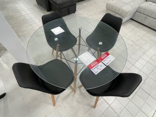 Pack Mesa Redonda de Cristal y 4 Sillas