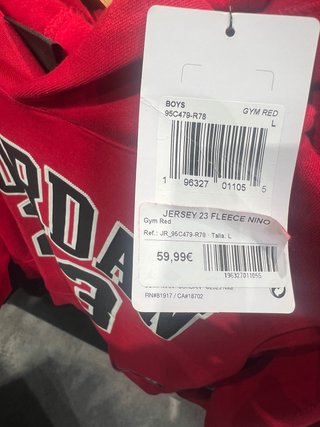 Sudadera Jordan Roja NIÑO Talla XL (13-16 años)