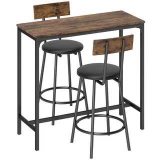 Mesa alta de bar con dos taburetes, MDF, metal, PU