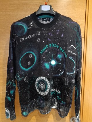 Jersey Desigual Negro Estampado Talla XL