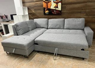 Sofá Cheslong Cama Gris