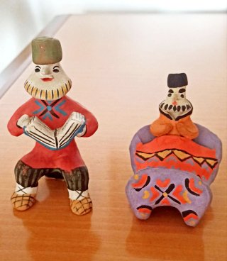 2 Figuras de cerámica rusa de Kargopol
