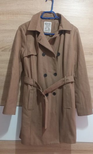 Abrigo de paño beige Pull&Bear