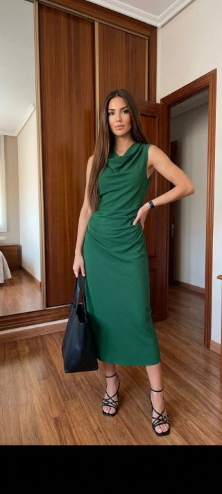 Vestido Elegante Verde Zara