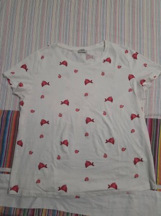 Camiseta Pimkie Estampada Blanca Talla S
