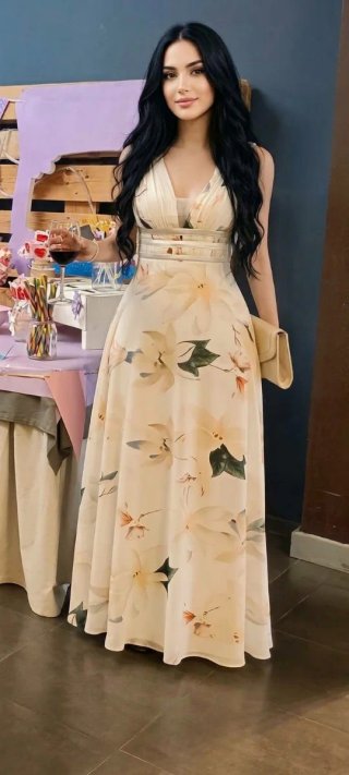 Vestido de fiesta largo estampado