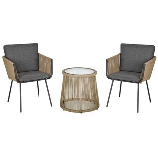 Juego de 2 Sillones con Mesa de Exterior en Ratán