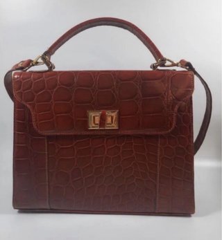 Bolso Vintage Estructurado Efecto Cocodrilo