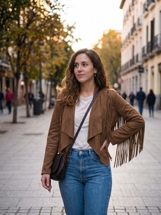 Chaqueta de Antelina con Flecos Estilo Boho