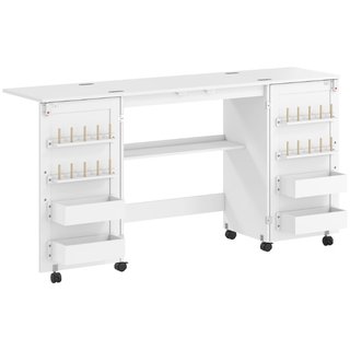 Mesa de costura plegable de aglomerado, con ruedas