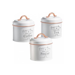 Botes cocina vintage 3 piezas metal blanco oro