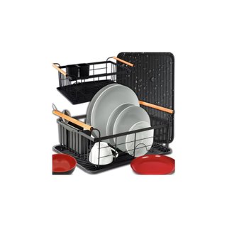 Escurridor platos 43x32 cm metal negro un nivel