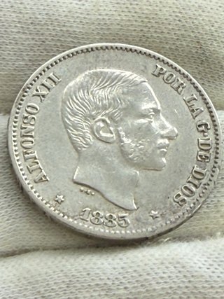 Moneda 50 Centavos de peso Alfonso XII 1885 Manila