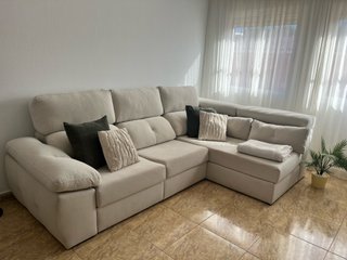 Sofá Chaise Longue Beige Extensible