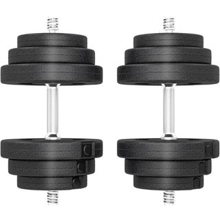 Mancuernas ajustables y pesas, acero, 40 kg, negro