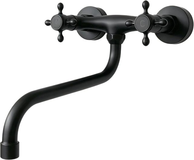 Grifo de Cocina de Pared Negro