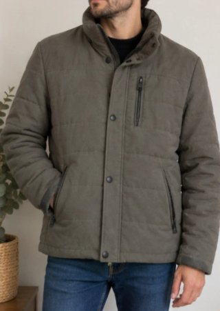 Chaqueta Acolchada Hombre marrón beige.