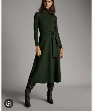 Vestido Massimo Dutti Verde Oscuro Talla XS
