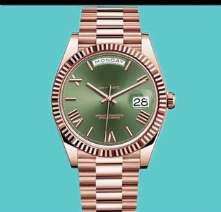 Reloj con Esfera Verde y Correa Dorada