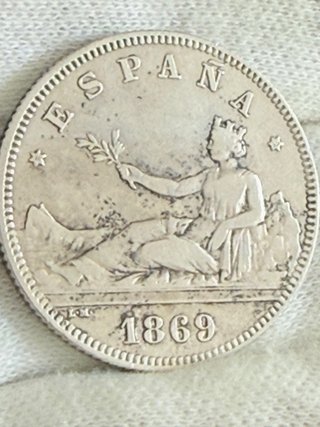 Moneda 2 Pesetas Gobierno Provisional 1869 *18*69
