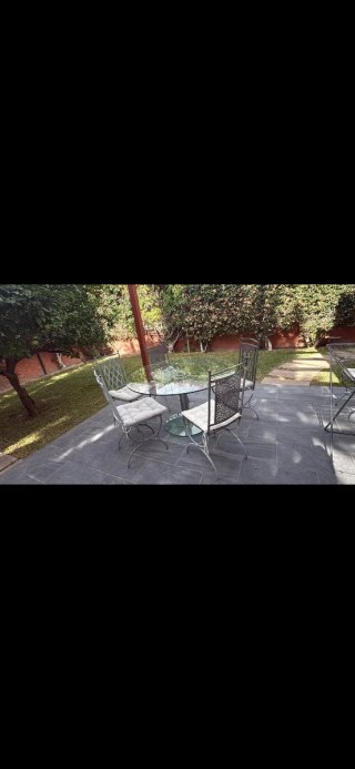 Mesa de Terraza con Cristal y 4 Sillas