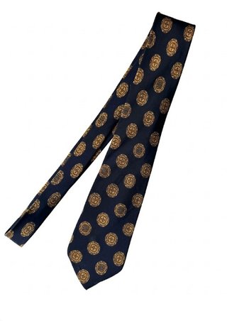 Corbata Loewe vintage seda azul marino medallones