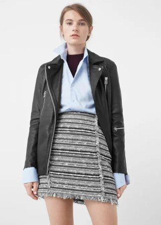 Falda de Tweed Azul Mango Talla S
