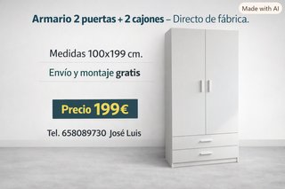 Armario de 2 Puertas y 2 Cajones