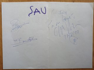 Autógrafo original Sau y Carles Sabater (1992)
