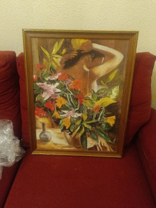 Cuadro Floral con Figura
