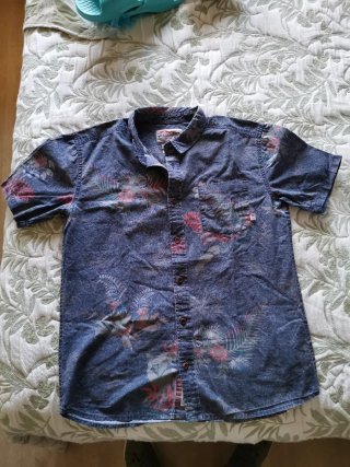 Camisa Quiksilver Estampada Azul Talla 16