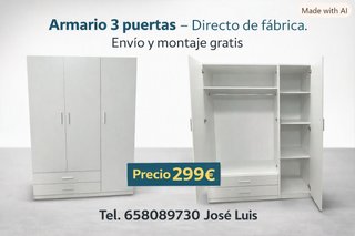 Armario de 3 puertas blanco